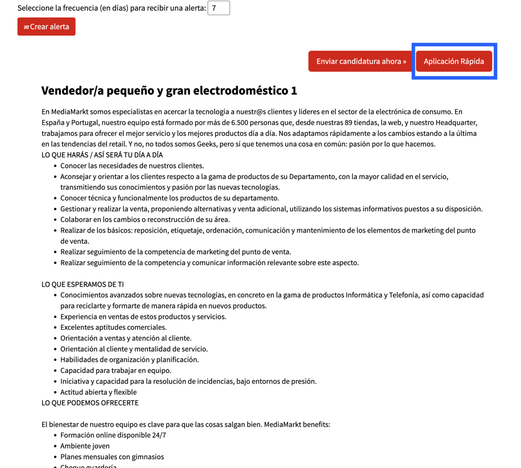 Como enviar el Currículum a Mediamarkt