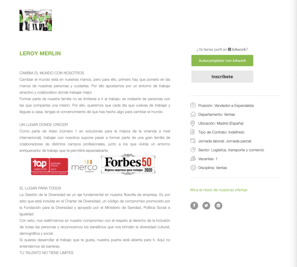 Cómo enviar el Currículum a Leroy Merlin Cómo enviar el Currículum a Leroy Merlin
