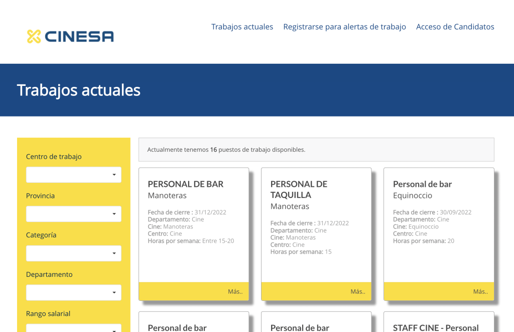 Cómo enviar el Currículum a Cinesa