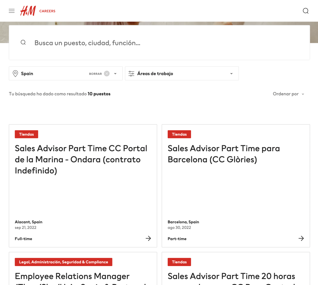 trabajar en H&M