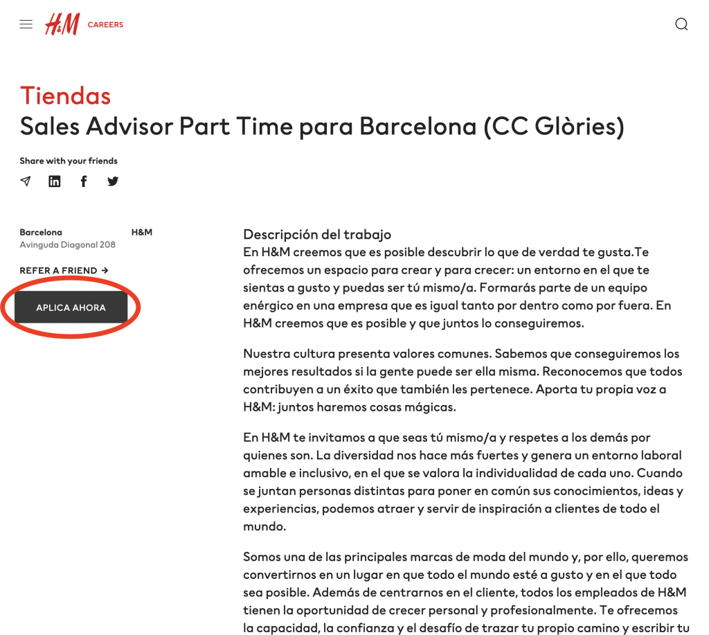 trabajar en H&M